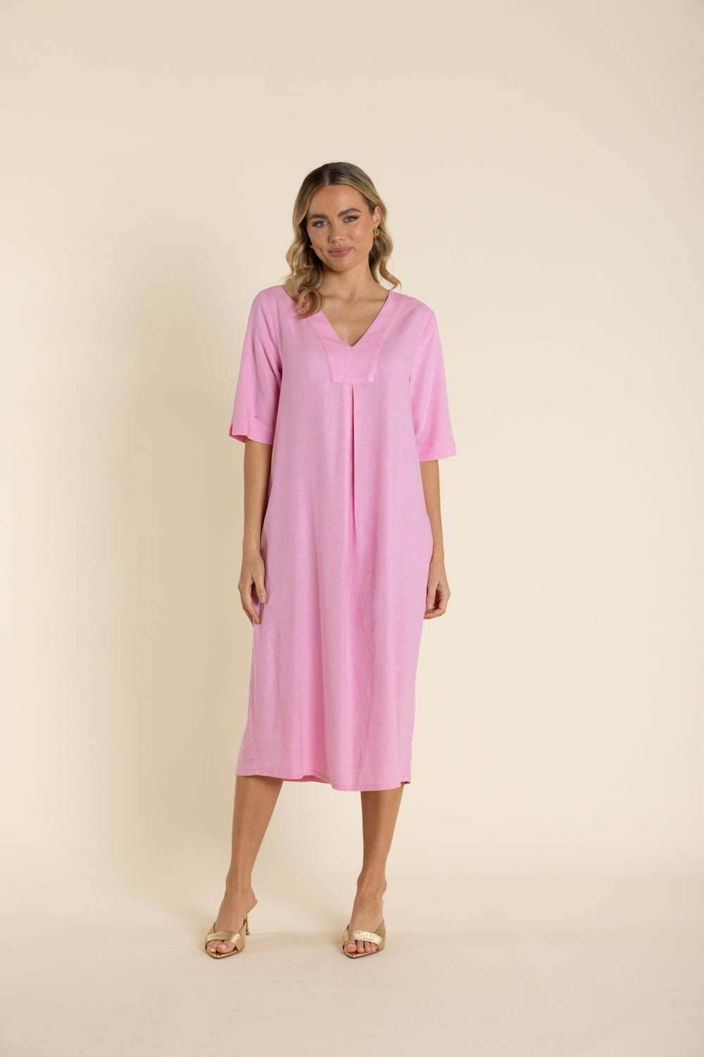 2910 V Neck Midi Dress