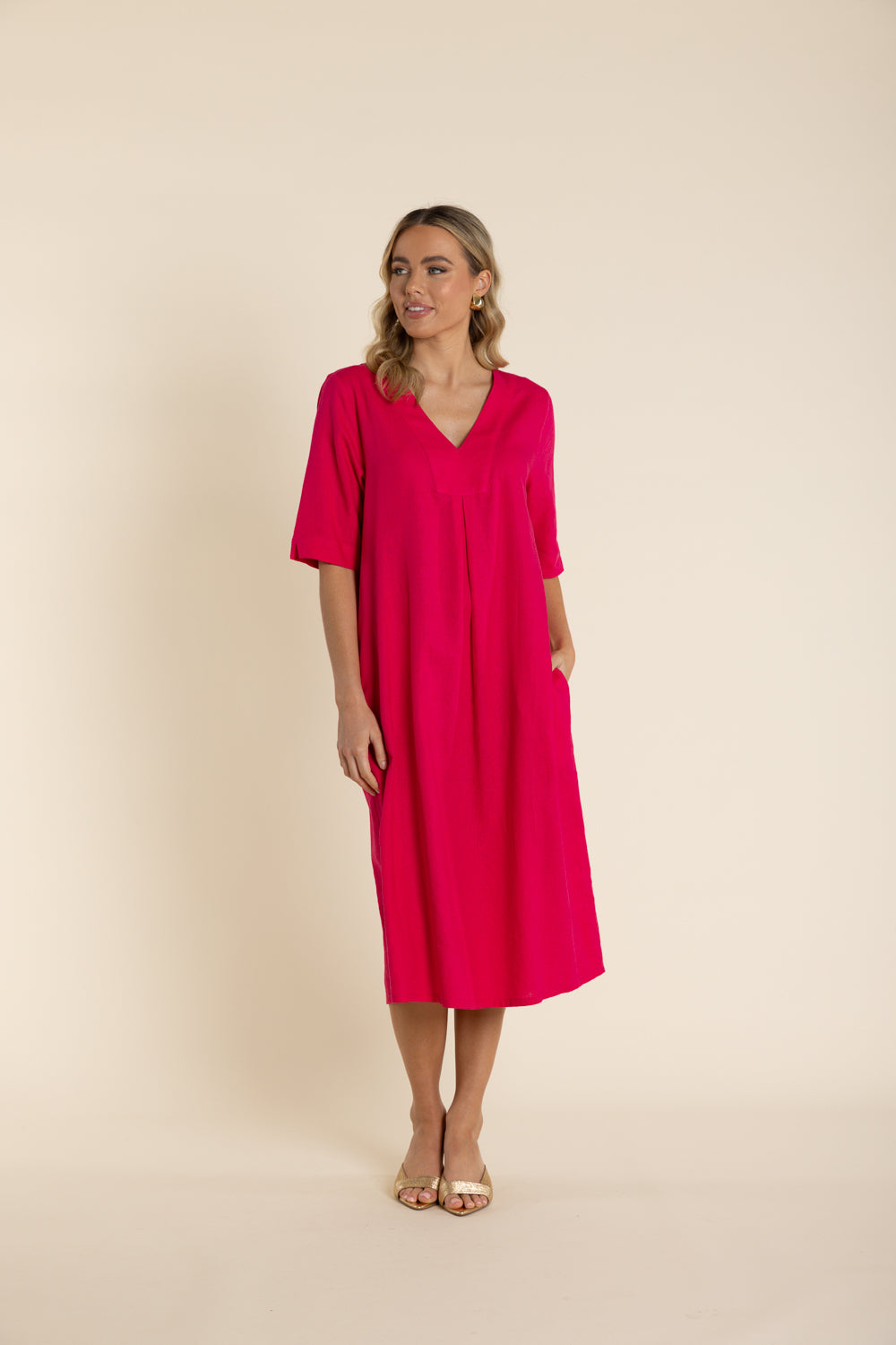 2910 V Neck Midi Dress