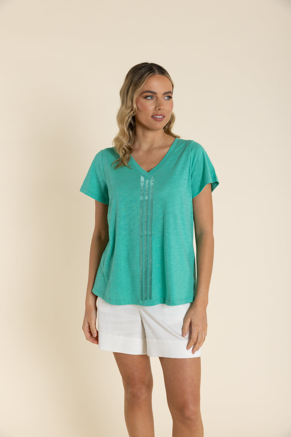 2945 Vertical Stripe Sequin T shirt