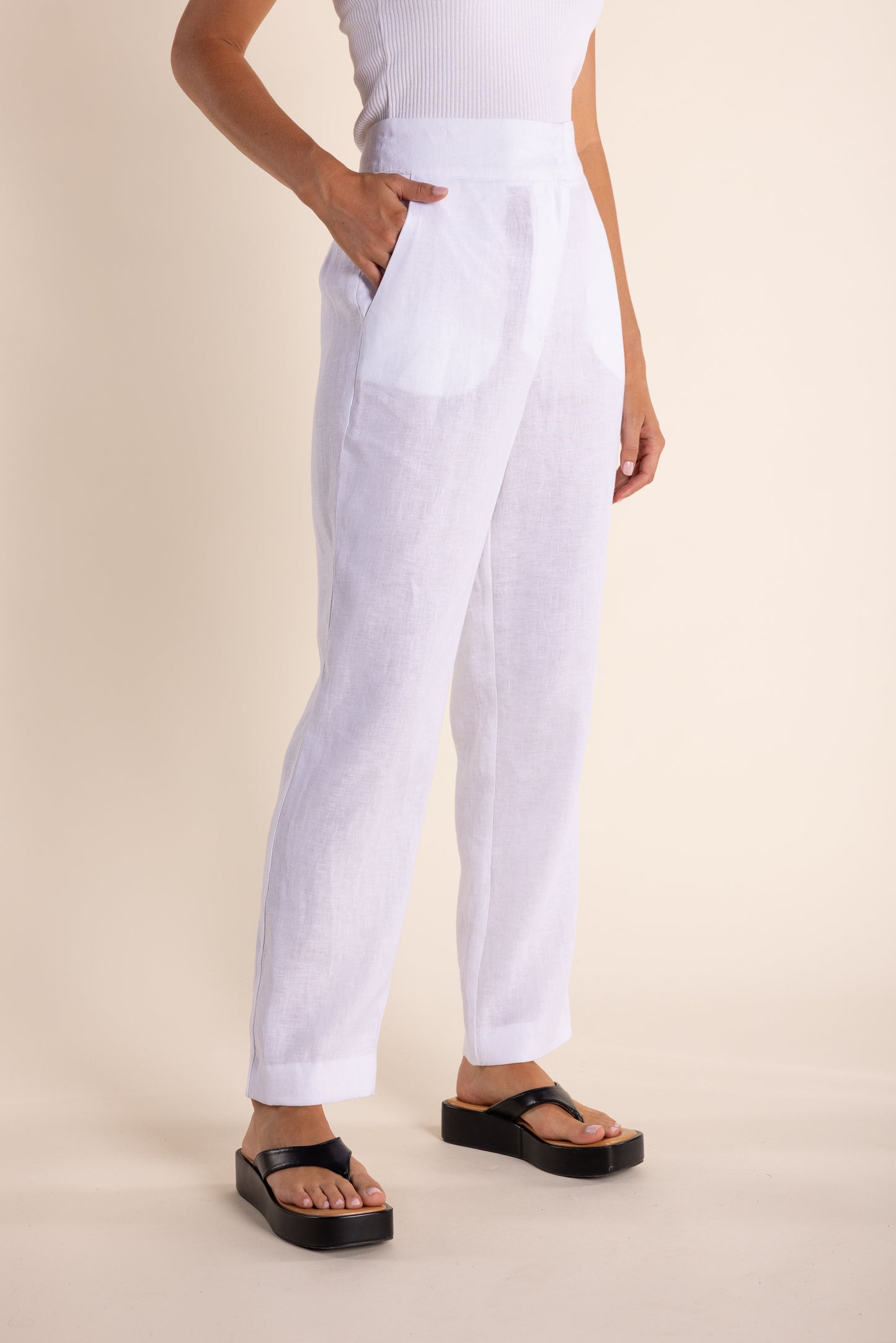 2946 7/8 Linen/ Viscose Pant