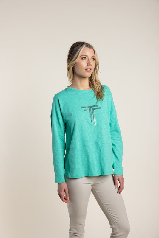 Logo Sequin Long-Sleeve Tee - 2742