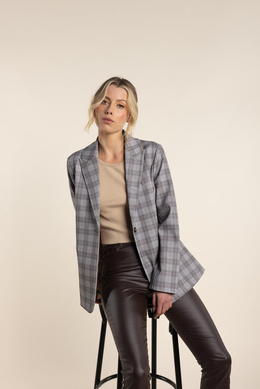 2754 Check Blazer Clove Check